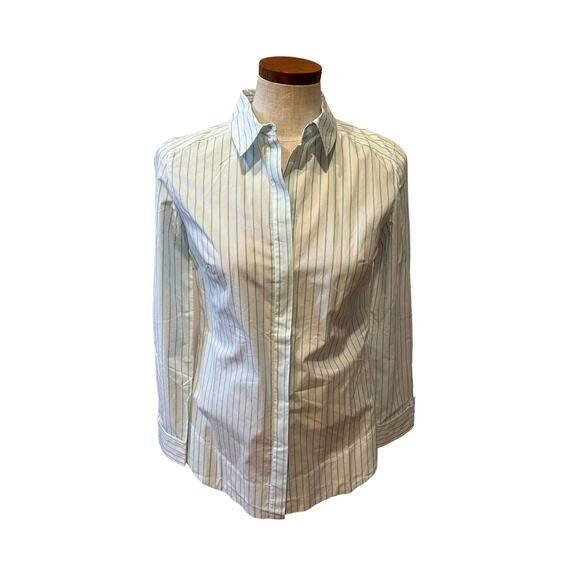 Tyler Boe White and Green Striped Button Down Shirt - Picture 1 of 8